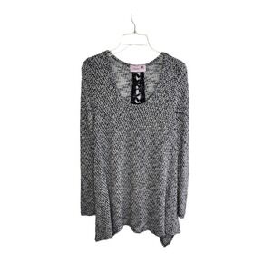 Glamour Farms Boutique Sweater Tunic Asymmetrical Lace Back Size 2X